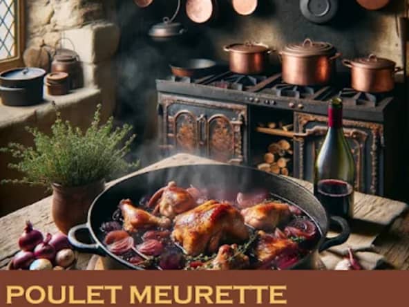 Poulet meurette au vin rouge de Bourgogne