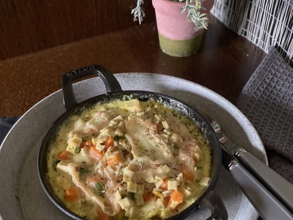 Gratin de crozets et carottes, sauce fromagère