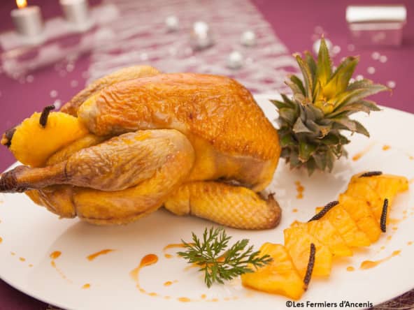 Chapon de pintade à l'ananas et au poivre d'Indonésie