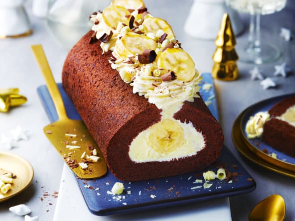 Bûche à la banane, chocolat et coco