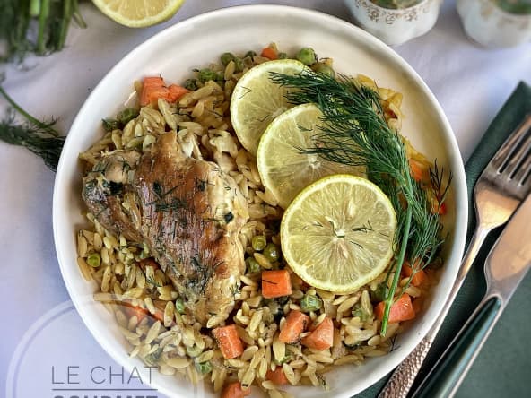 Poulet et orzo au citron et à l’aneth