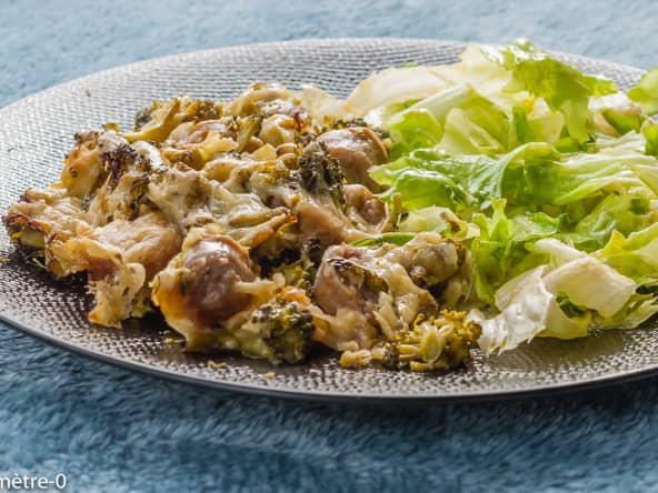 Gratin de brocolis aux saucisses