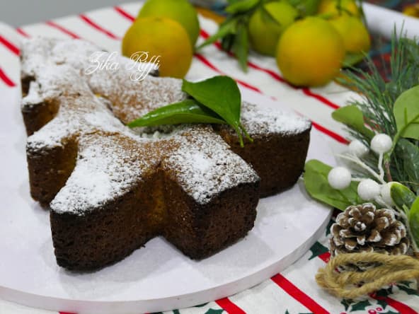 Gâteau quatre quarts sapin enneigé aux amandes