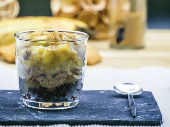 Verrine boudin noir, spéculoos, banane