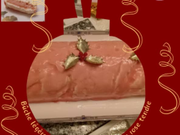 Bûche légère au yaourt grec et glaçage rose tendre