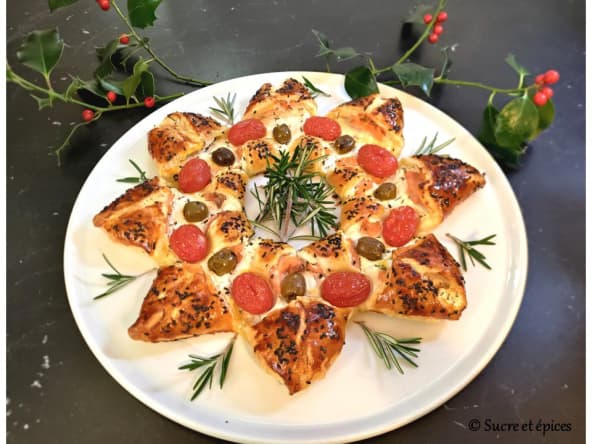 Etoile de Noël au saumon fumé et chèvre frais