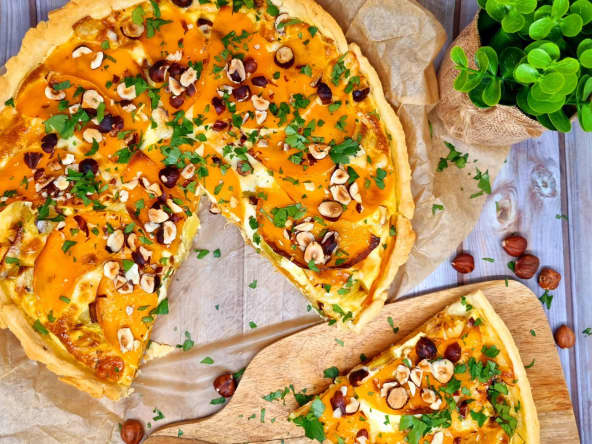 Quiche butternut, poireaux et brebis