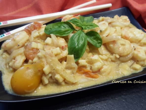 One pot de crozets et crevettes sauce coco