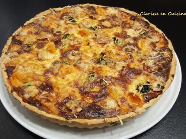 Tarte butternut brocoli au saumon et bleu d’Auvergne