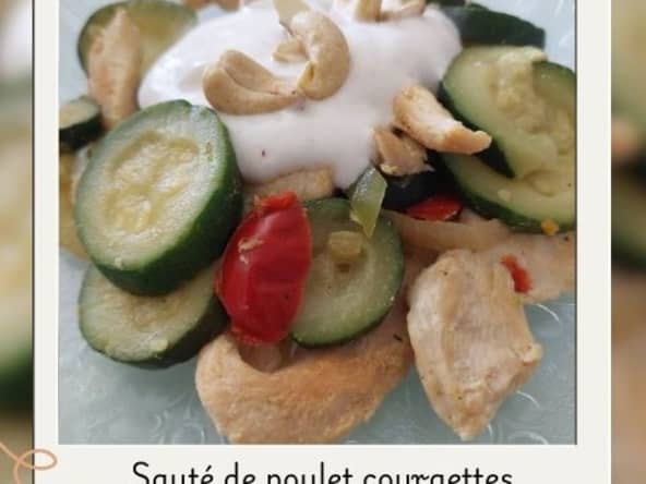 Sauté de poulet courgettes poivrons et fromage blanc
