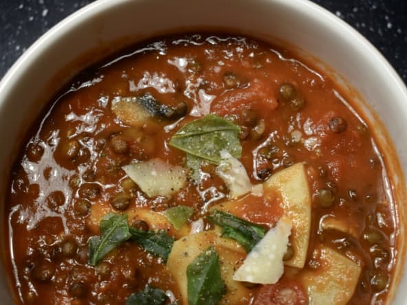 Soupe de lasagnes et lentilles