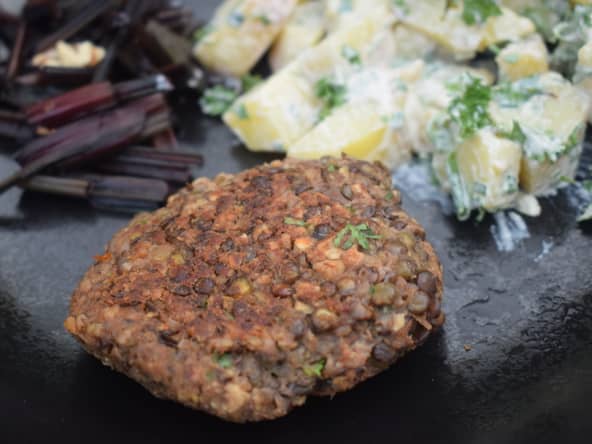 Steaks de lentilles et champignons