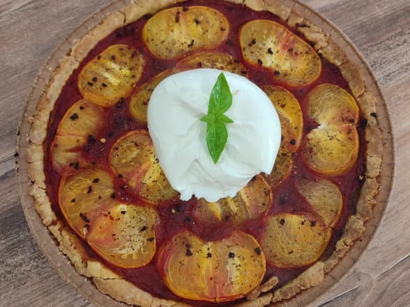 Tarte tomate pesto burrata