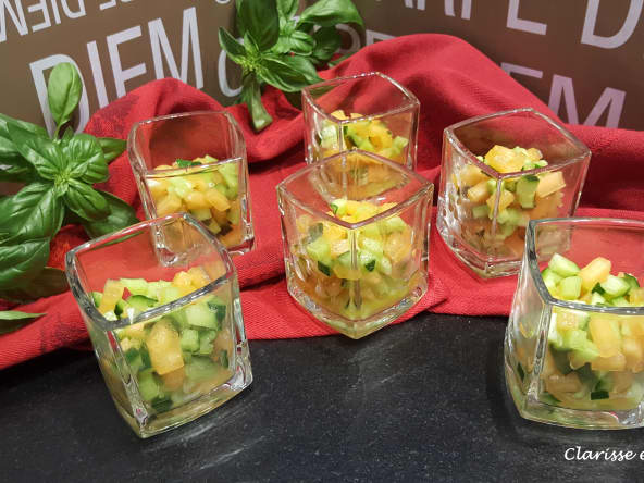 Verrines apéritives de concombre et melon