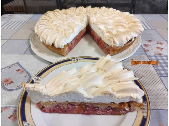 Tarte meringuée aux framboises et abricots