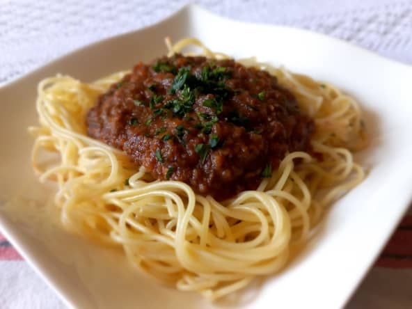 Sauce bolognaise végétarienne aux champignons