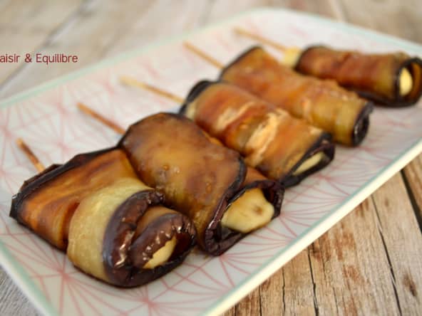 Brochettes d’aubergines façon yakitori