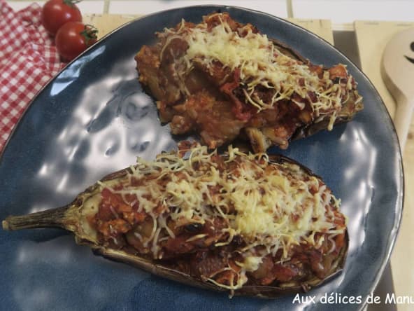 Aubergine farcie au poulet au Air fryer ou au four