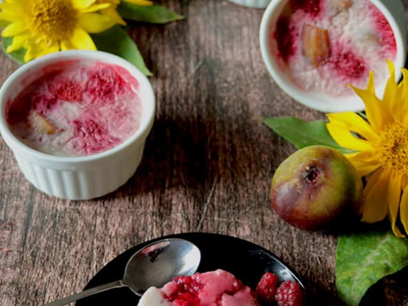 Entremets framboises figues sans gluten lait oeufs