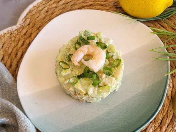 Tartare de crevettes et concombre