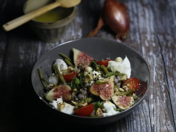 Salade de haricots verts figues et noisettes