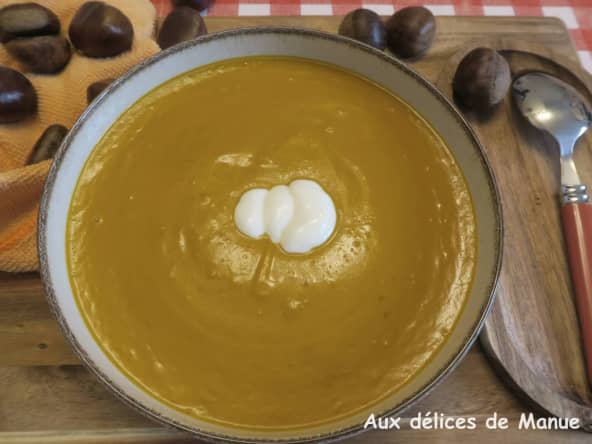 Velouté de potimarron et châtaignes