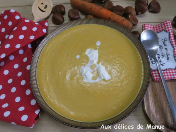Velouté butternut, carottes et haricots blancs