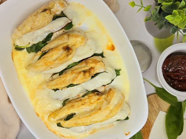 Filets de poulet farcis au chèvre et tomates séchées