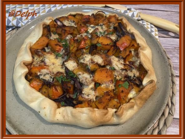 Tarte rustique au potimarron et fourme d’Ambert