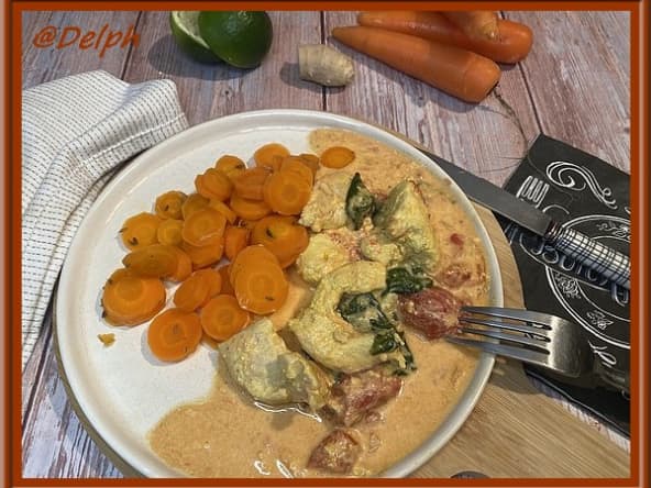 Curry de poulet, et carottes au cumin