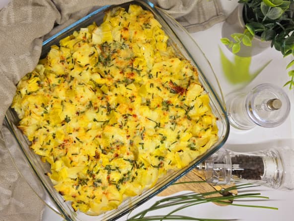 Gratin poireaux, pommes de terre et morue