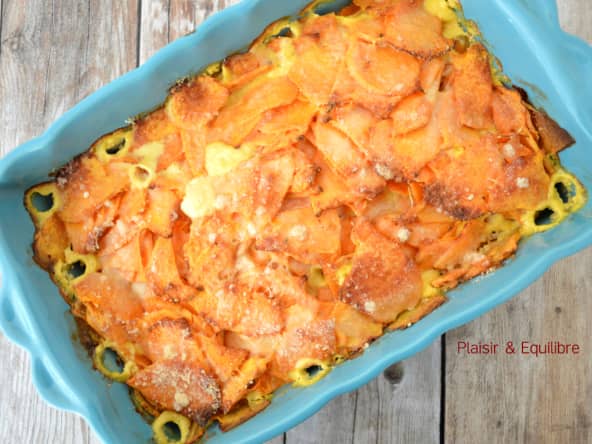 Gratin de patate douce au lait de coco, gingembre et citron vert