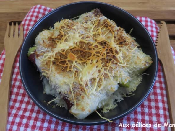 Gratin de poireaux à la bresaola