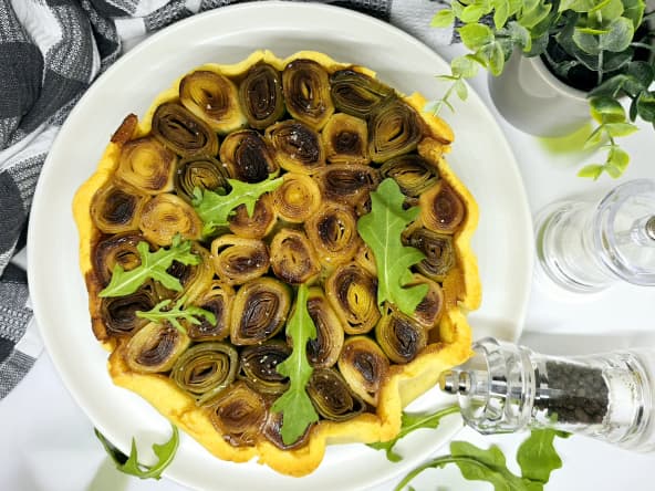 Tatin de poireaux rôtis