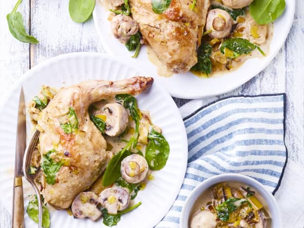 Lapin crémeux aux champignons