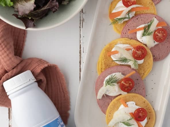 Pancakes aux légumes et lait de chèvre