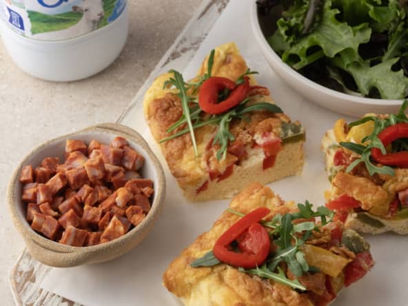 Frittata aux poivrons et chorizo au lait de chèvre