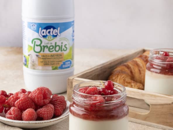 Yaourts au lait de brebis et coulis de fruits rouges