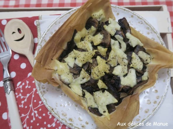 Tartelette de feuilles de filo aux champignons de Paris
