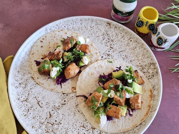 Mini tacos saumon caramélisé et aïoli