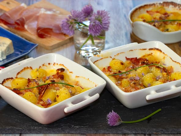 Gnocchis à la crème de gorgonzola et speck