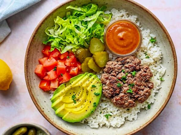 Burger bowl au steak haché