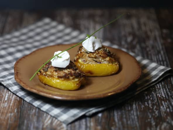 Poivrons farcis au thon câpres et fromage frais