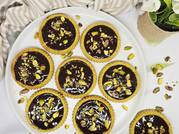 Tartelettes pistache chocolat noir