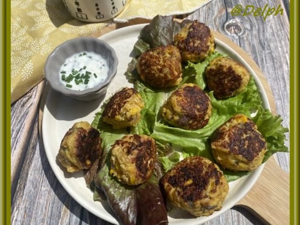 Boulettes de crevettes et maïs