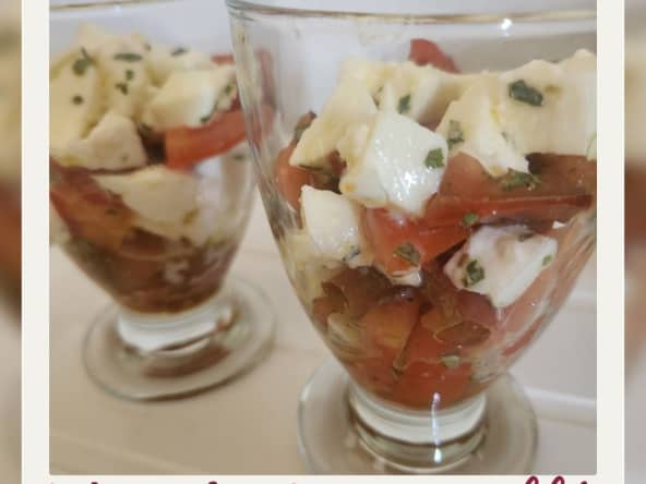 Tomates mozzarella en verrines