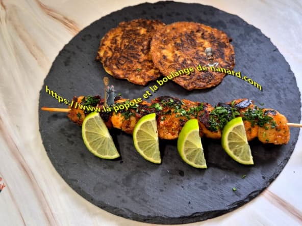Brochettes de lotte et noix de saint-jacques à la plancha