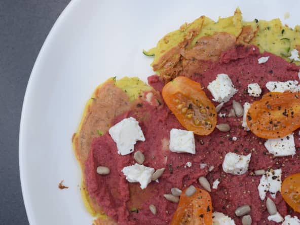 Pancake de courgettes à la menthe et farine de pois chiches