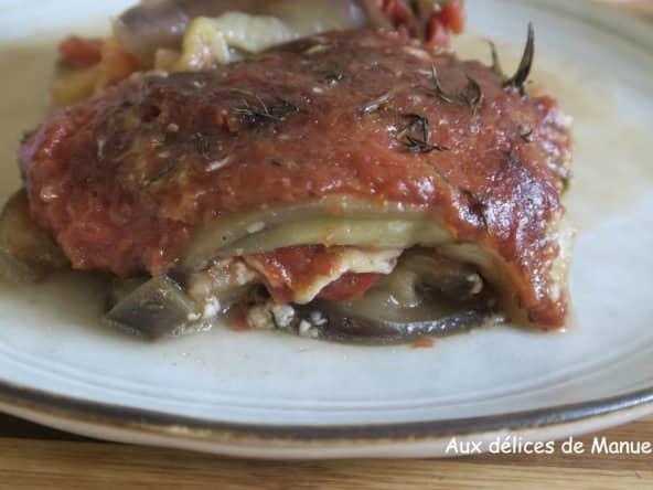 Gratin d'aubergine à la mozzarella, tomate et parmesan
