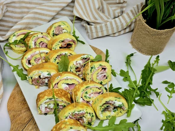 Bouchées omelette jambon cru